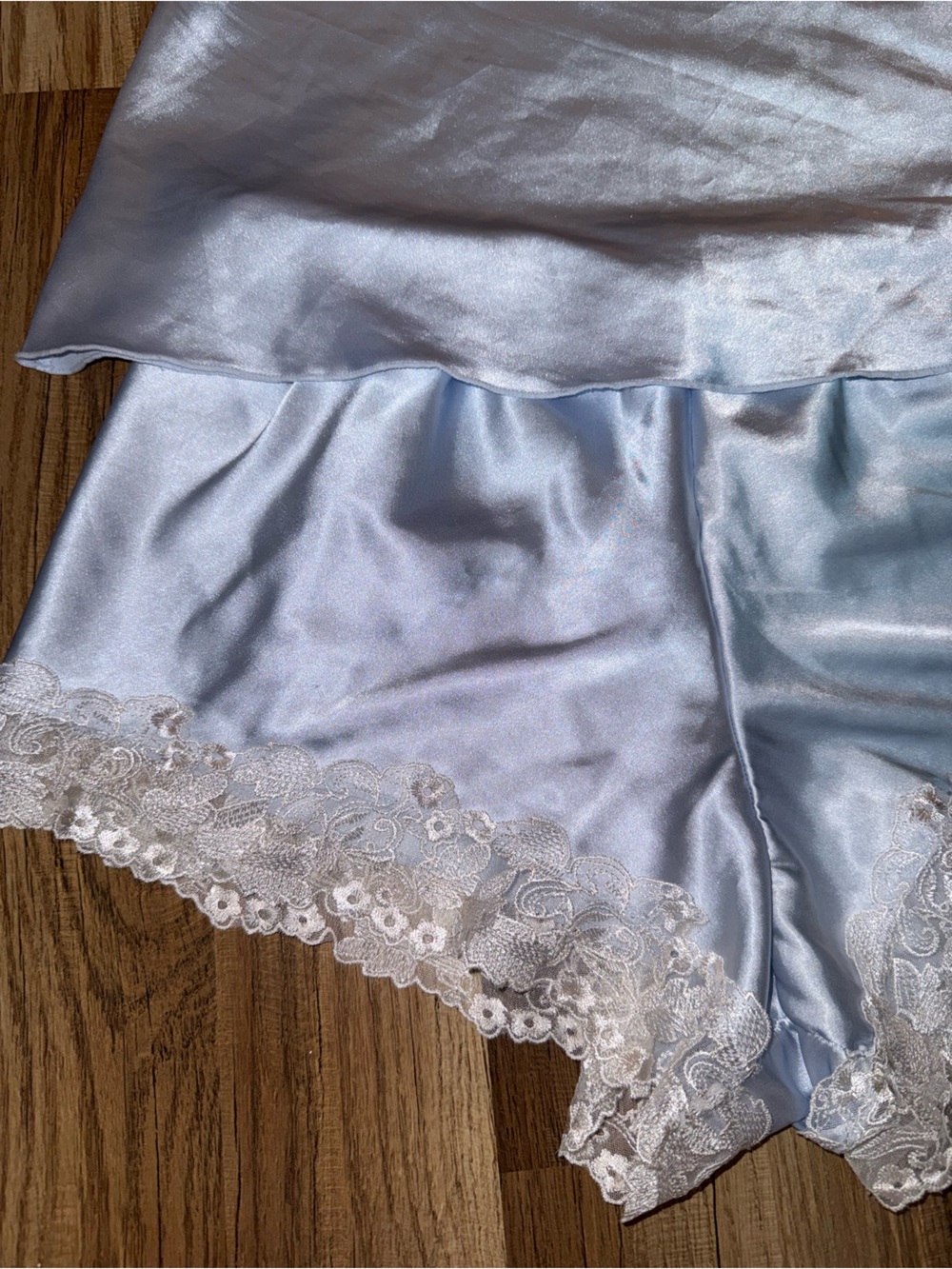 RACHEL Rachel Roy Light Blue Satin Lace-Trim Slip - Picture 3 of 5